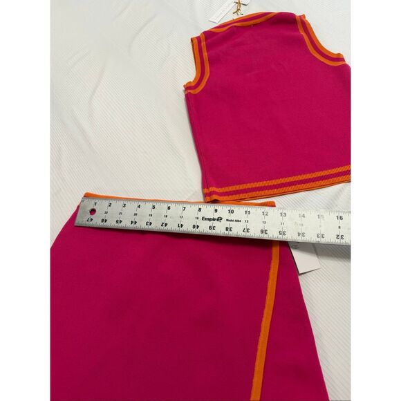 NWT House Of Harlow 1960 Knit Pink Orange Crop Tank Top Mini Skirt Set Size XS - Picture 8 of 11